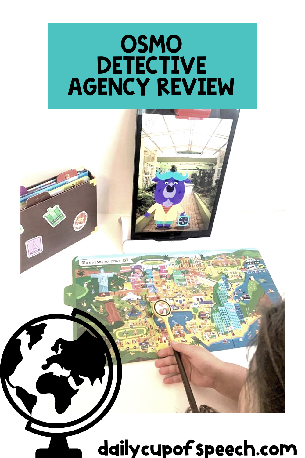 This image shows the Osmo Detective Agency game that is being reviewed. 