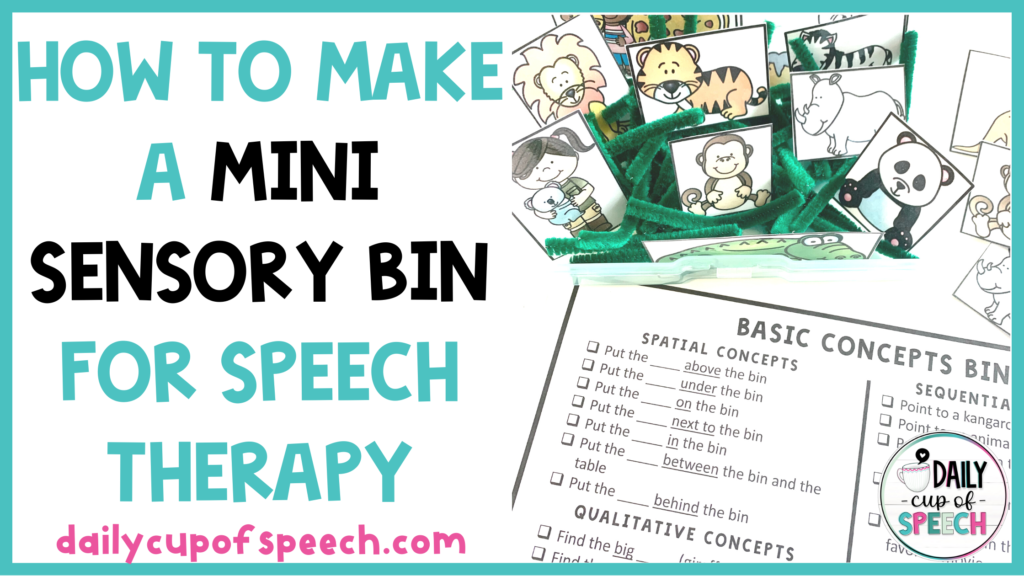 mini sensory bin for speech therapy